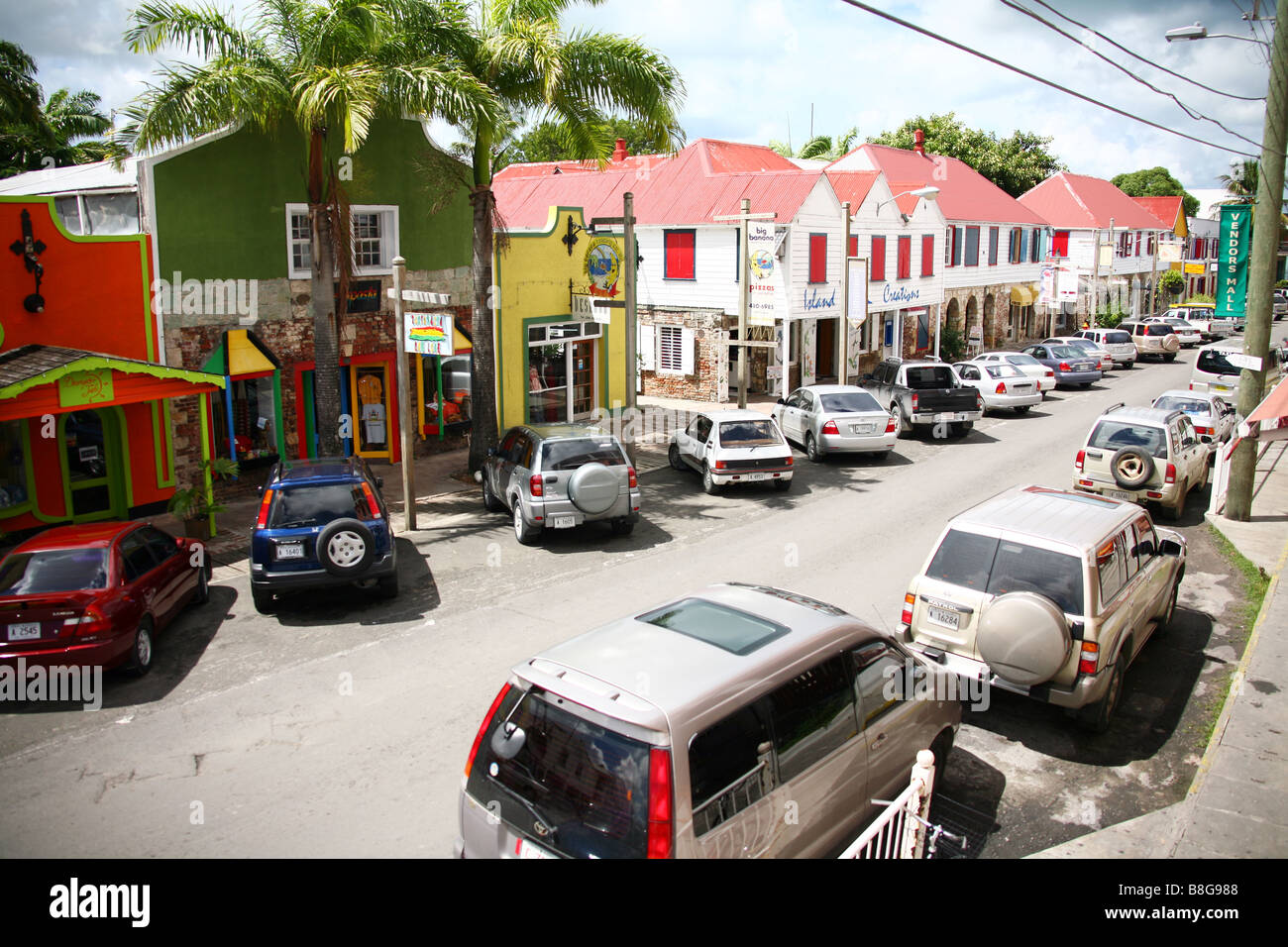 Streetscape of the capital St. John’s on the Caribbean isle Antigua in
