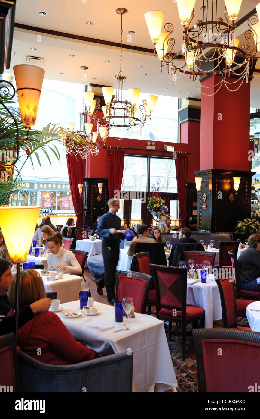 Chicago Illinois The Burnham Hotel Atwood Cafe interior Sunday Brunch Stock Photo Alamy