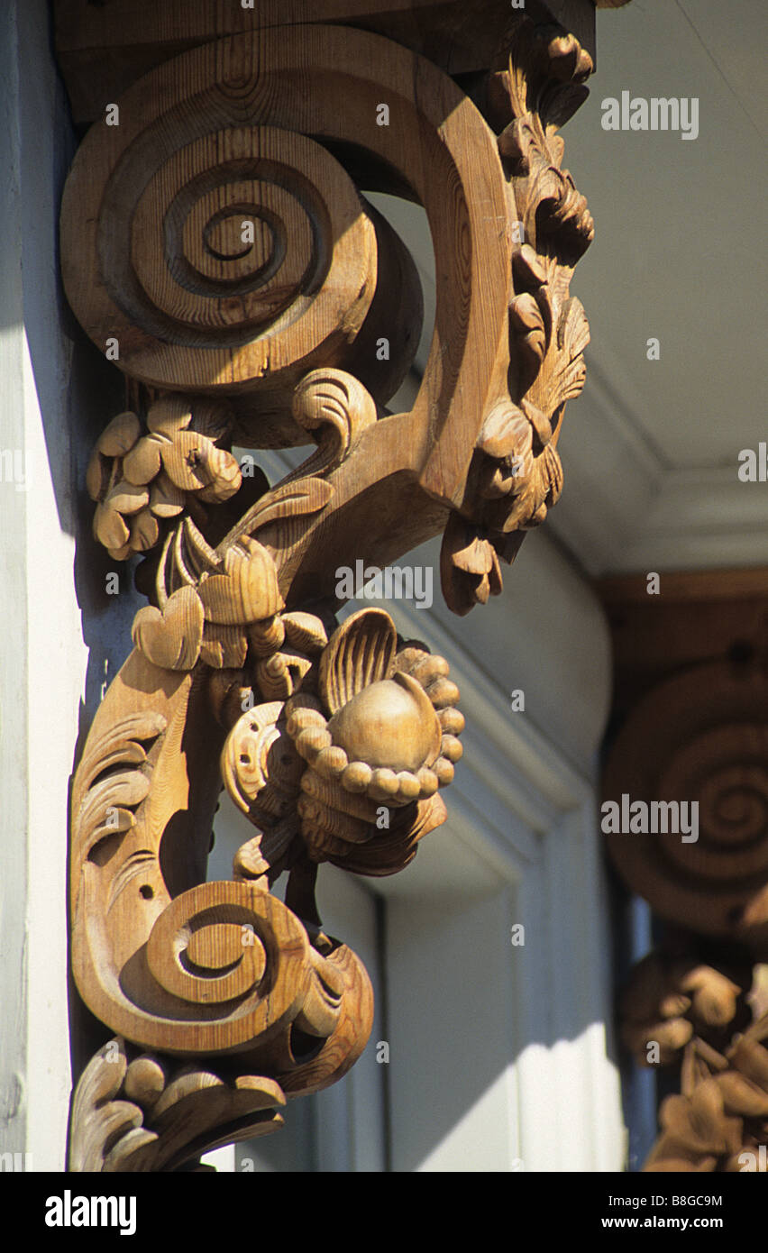 Albury Street, Deptford, London, SE8. Door hood to No 23, detail of early C18 carved brackets. Stock Photo