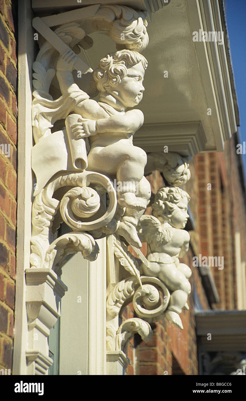 Albury Street, Deptford, London, SE8. Door hood to No 25, with early C18 carved and painted