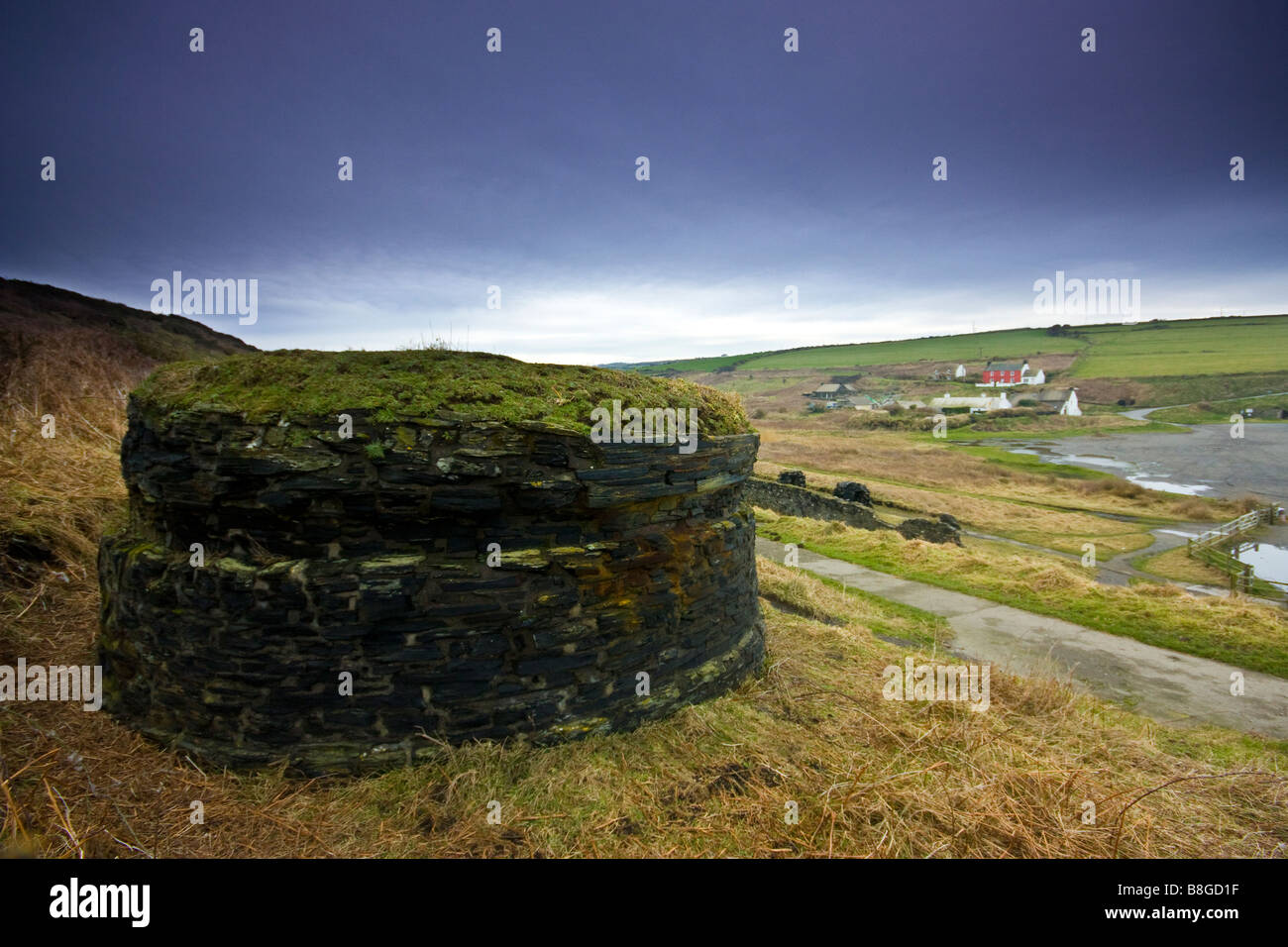 Old Stone Quarry Buildings Abereiddy Pembrokeshire Wales UK Stock Photo