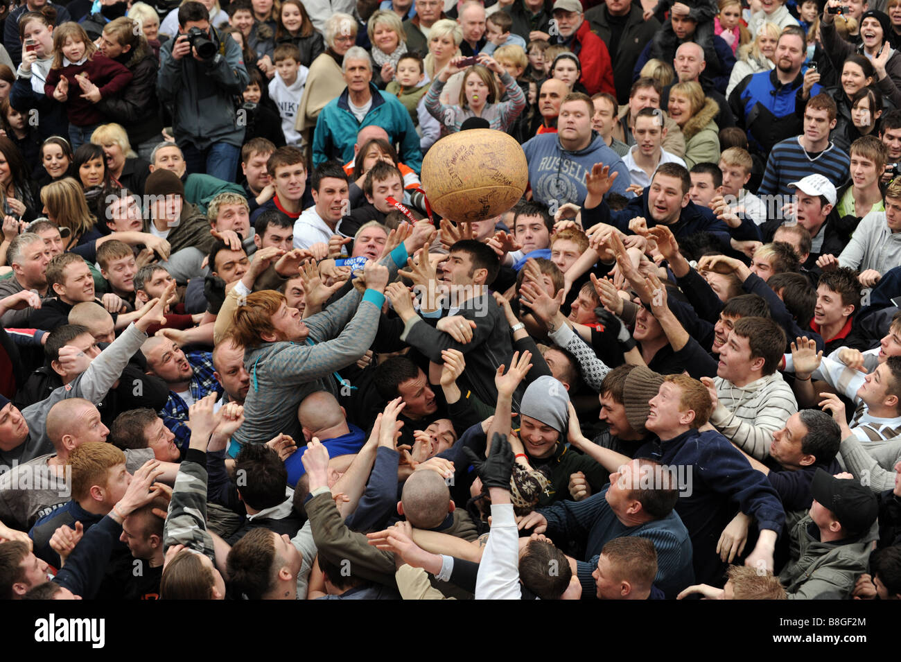 The Shrove Tuesday Atherstone Ball Game in Warwickshire England Uk