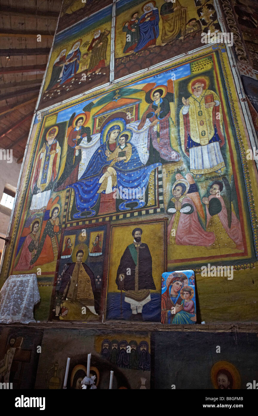 Addis Ababa Ethiopia Inside Kiddus Raguel church Entoto mountain Stock ...