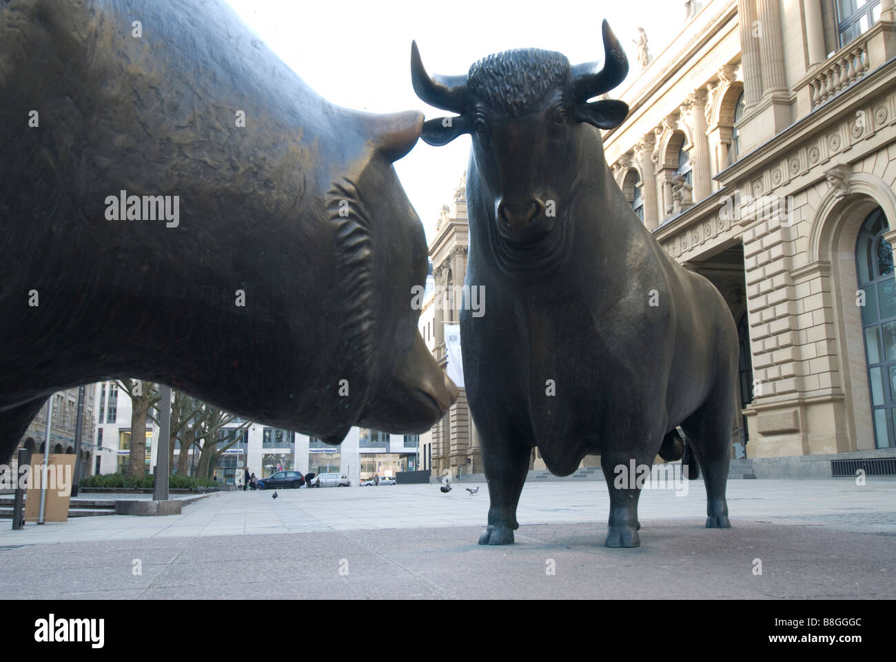 Bull and Bear in the frankfurter Stock Exchange Stock Photo