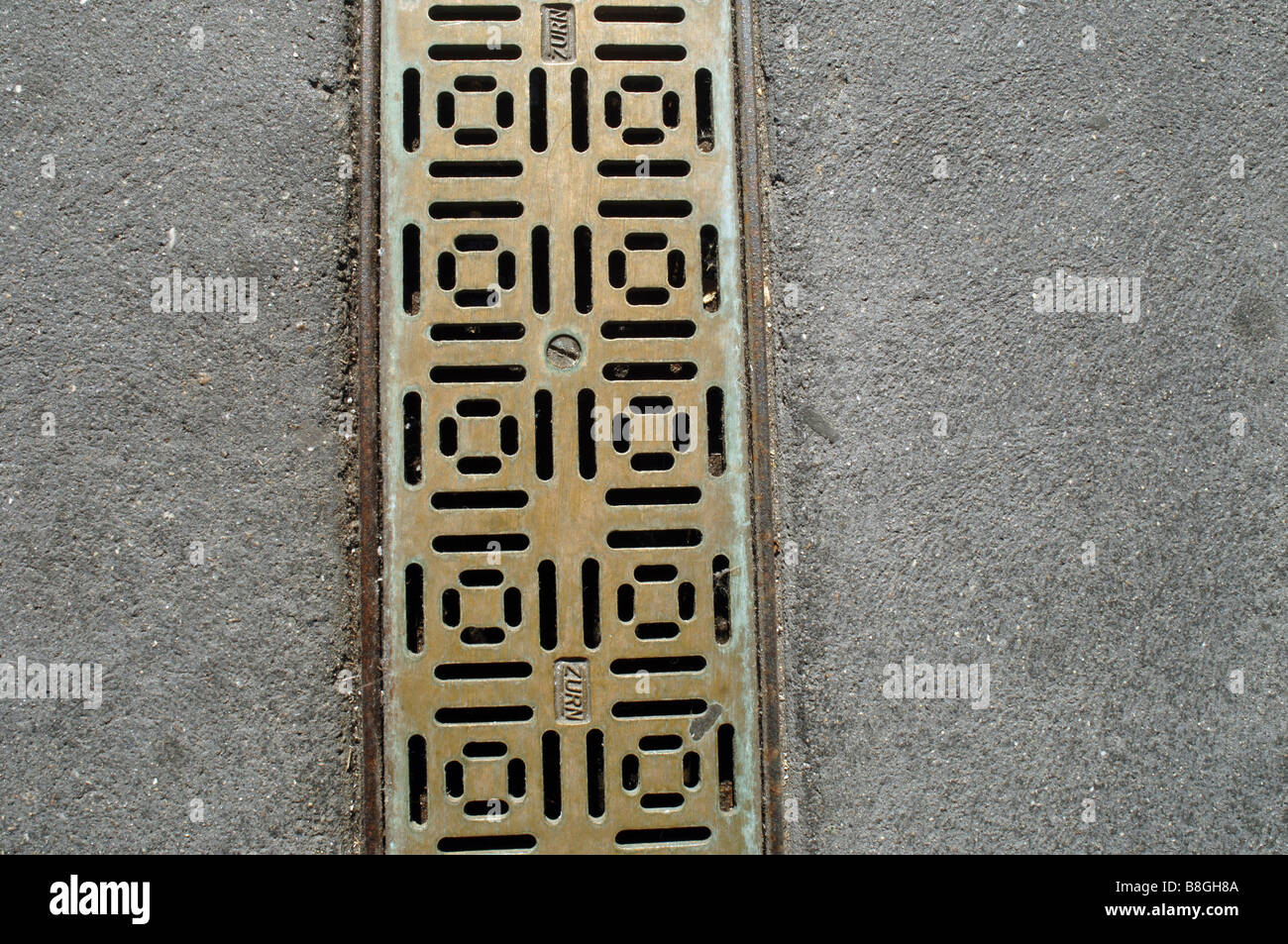 Close up of a drainage grate on the street in midtown in New York on February 21 2009 Frances M Roberts Stock Photo