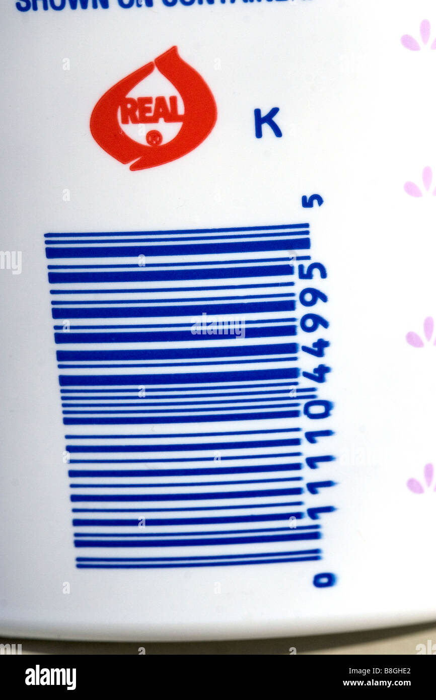 The UPC barcode on a pre packaged food container Stock Photo Alamy