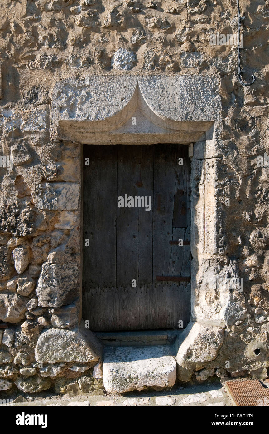 Old house front door, Angles-sur-l'Anglin, Vienne, France. Stock Photo