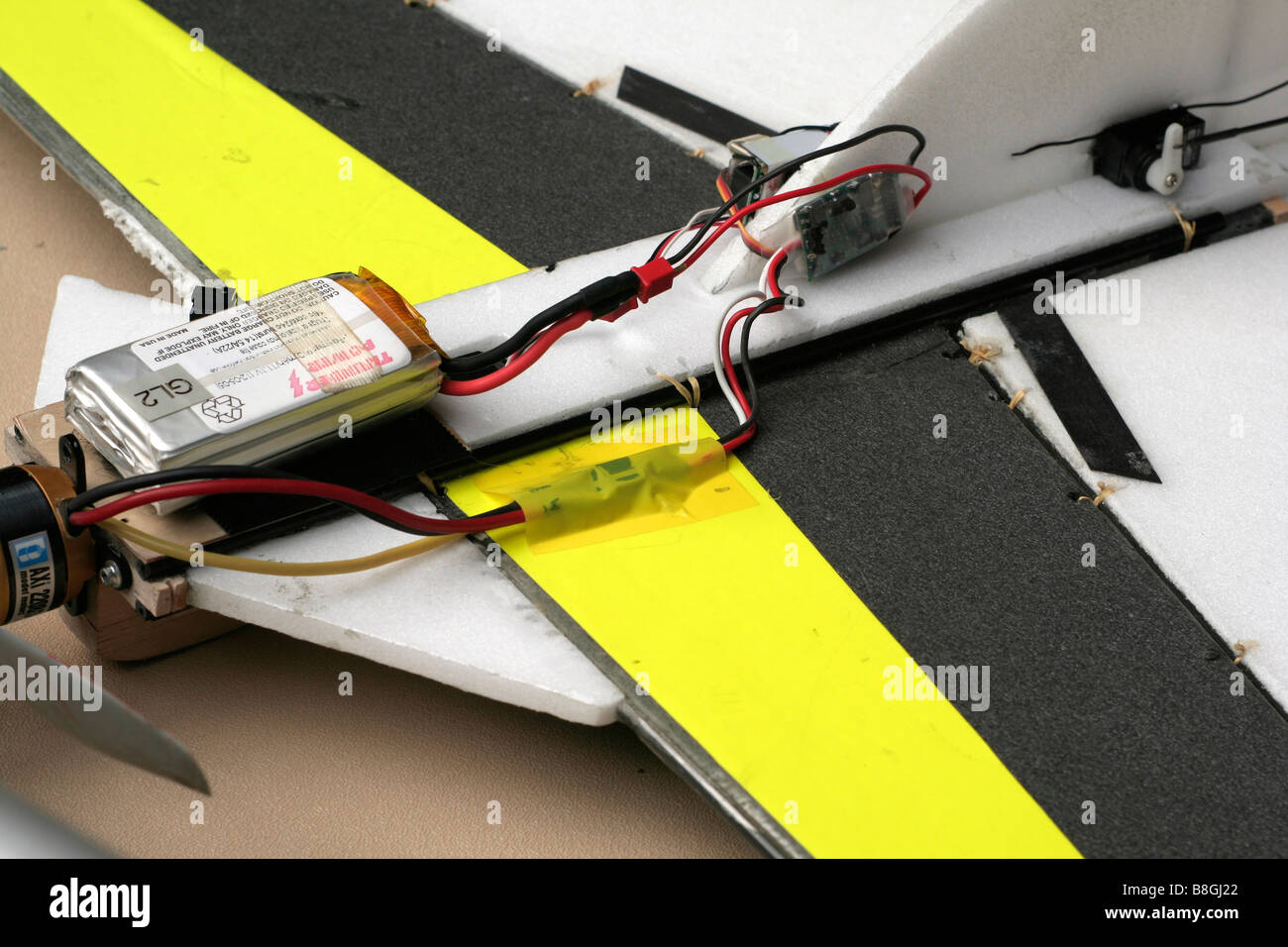 Workings of a battery powered radio controlled model aeroplane Stock