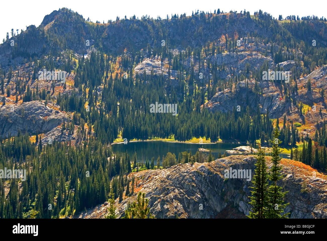 Blue Lake on Snowbank Mountain in Valley County Idaho Stock Photo