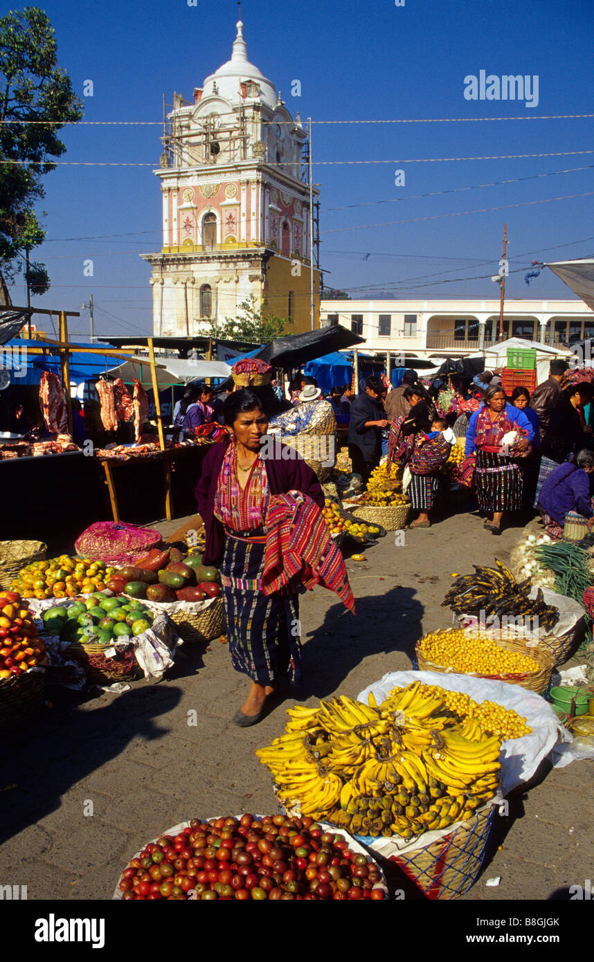 Women in traditional dress Solola market Guatemala Central America