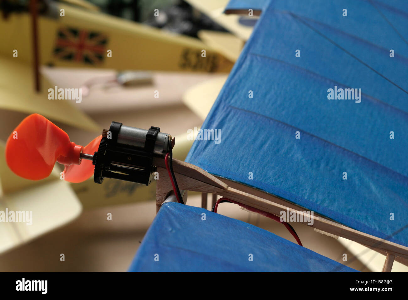 Electric motor and prop assembly on a battery powered radio controlled