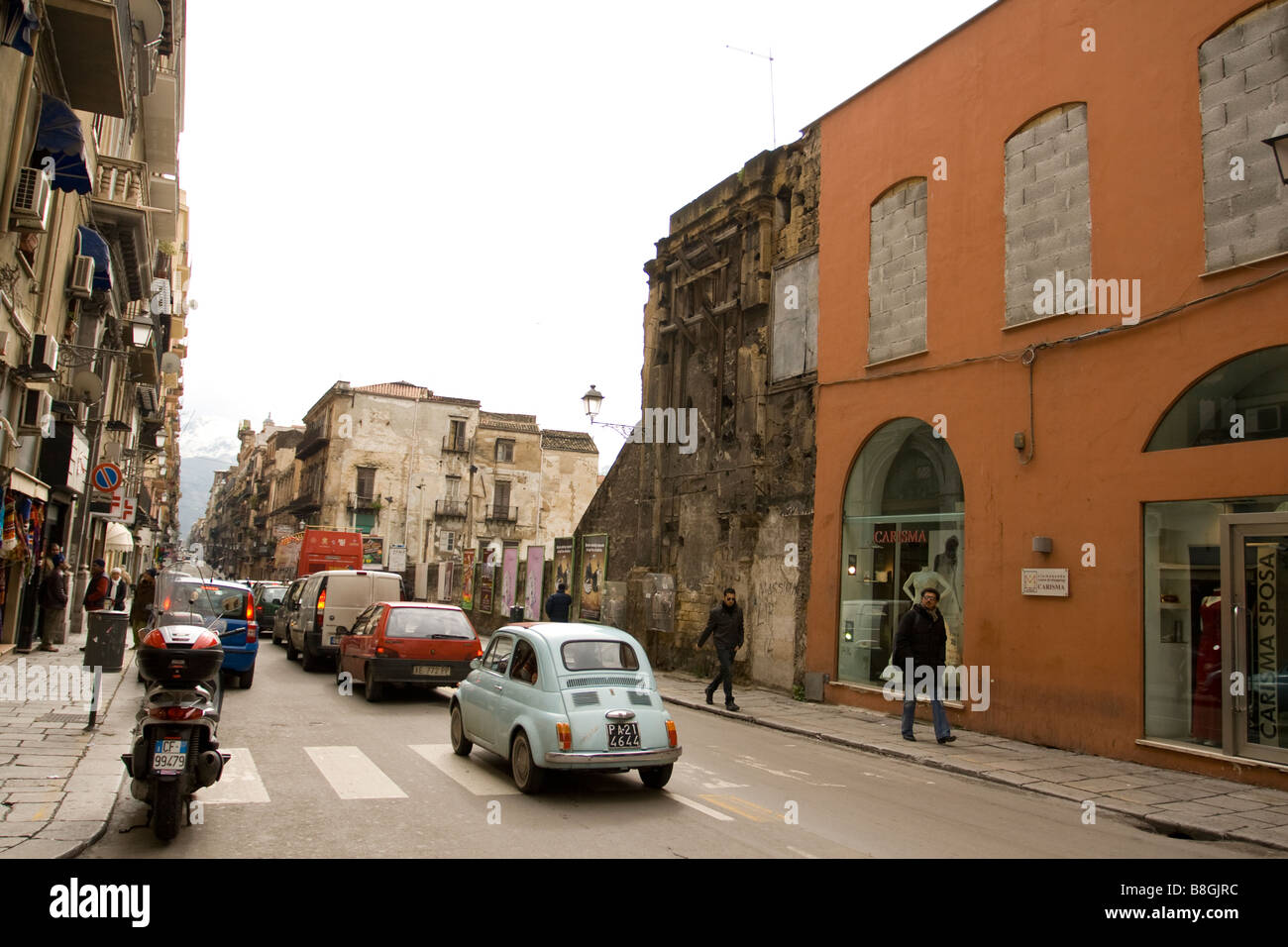 Street scene on Via Maqueda, Sicily, Italy. Stock Photo