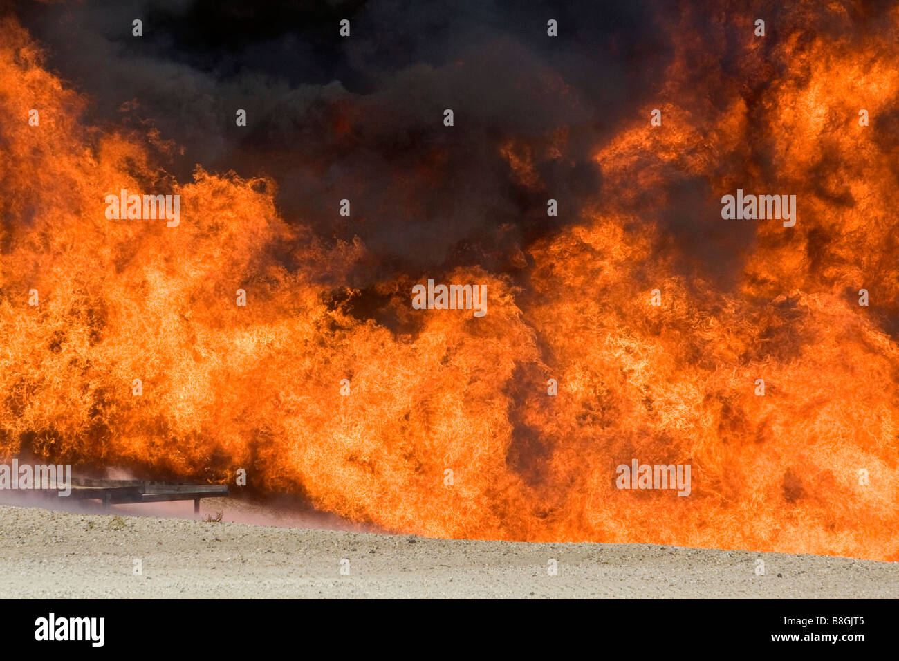 Jet fuel fire at an airport firefigher training facility in Boise Idaho USA Stock Photo
