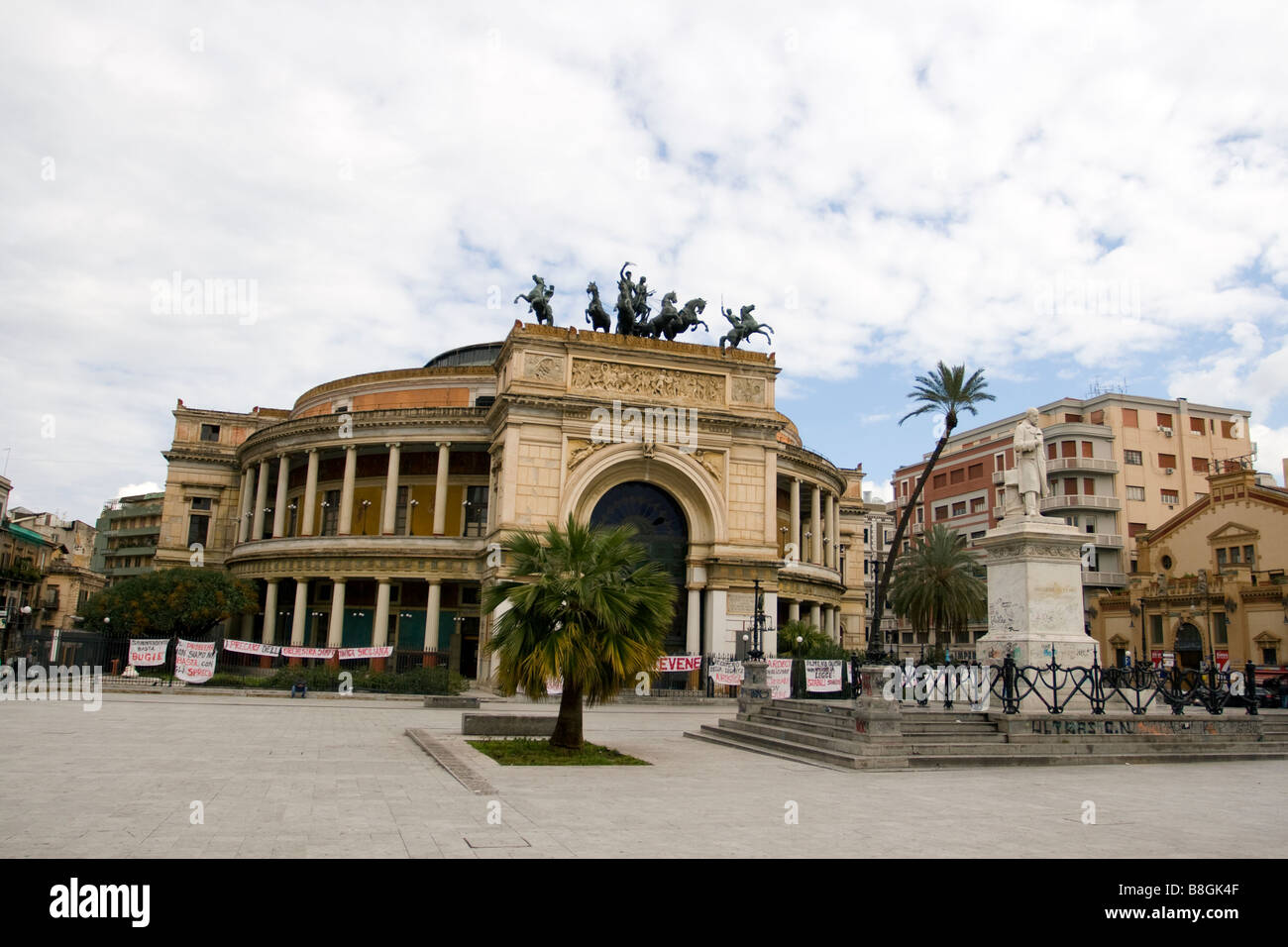 The Teatro Polietama Garibaldi in Piazza Ruggero Settimo, Palermo, Sicily (Italy) Stock Photo