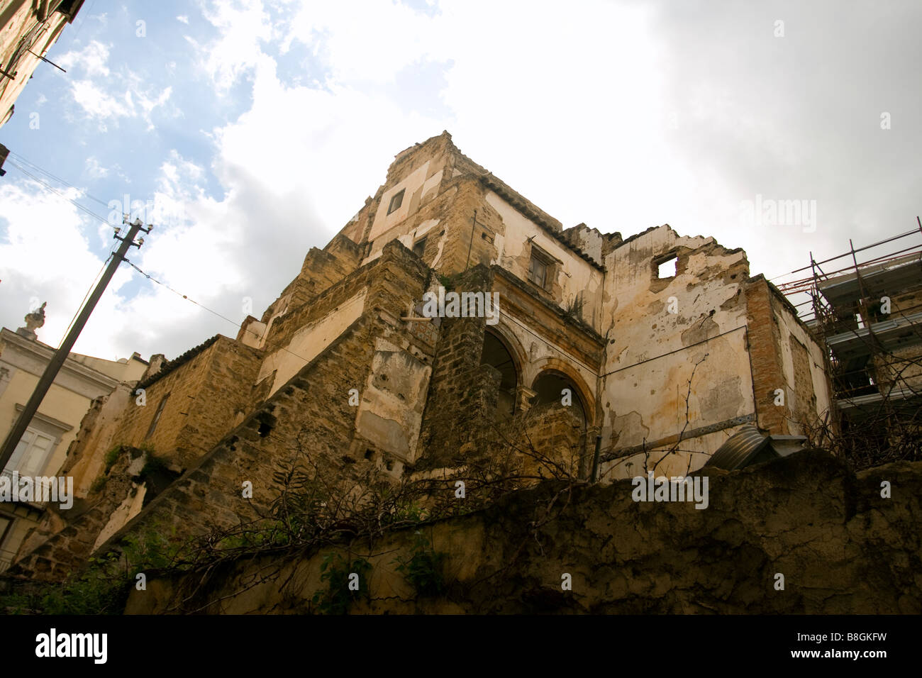 Semi-demolished house in Palermo, Sicily (Italy). Stock Photo