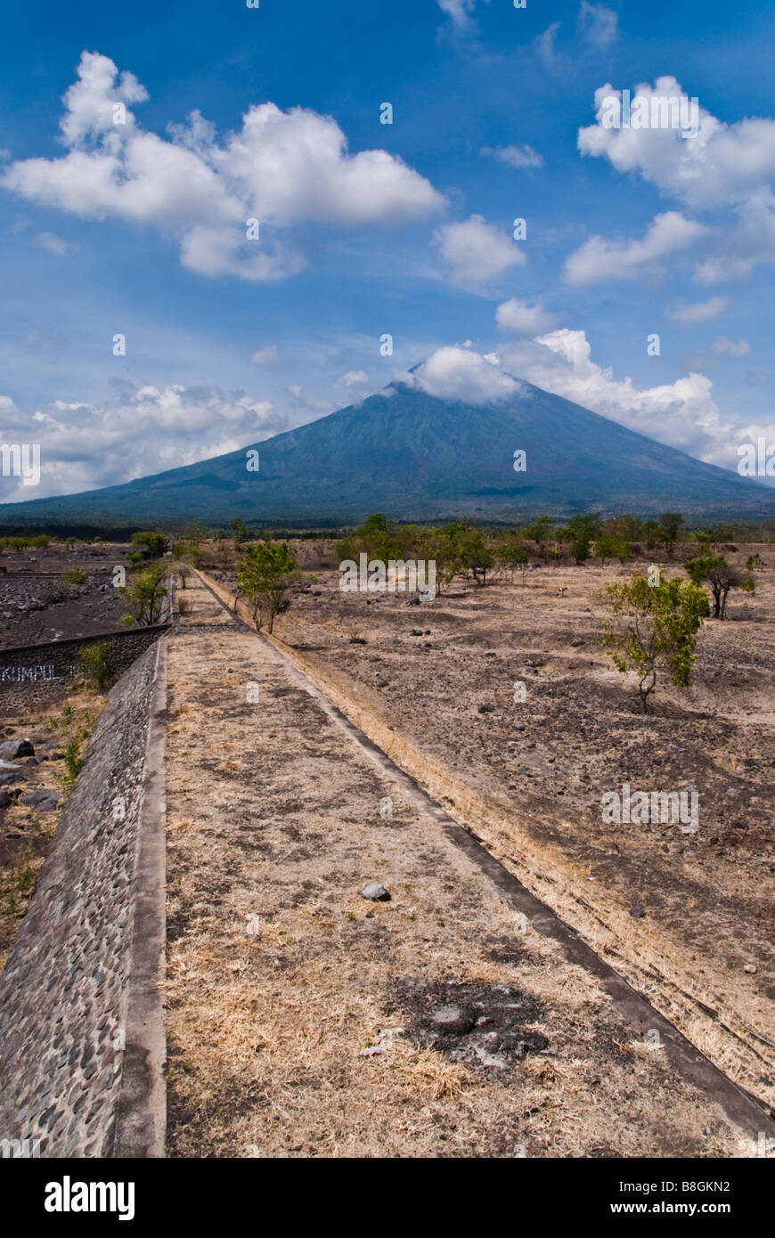 View of Gunung Agung from close to Tulamben in Bali, Indonesia Stock Photo