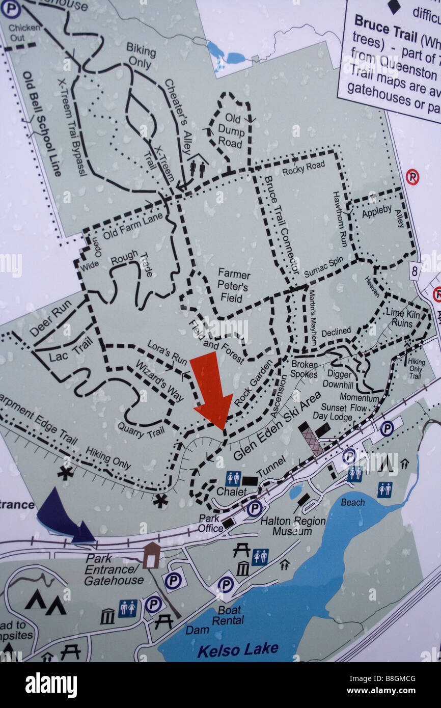 Glen Eden Ski Map Trail Map At Glen Eden Provincial Park- You Are Here Stock Photo - Alamy