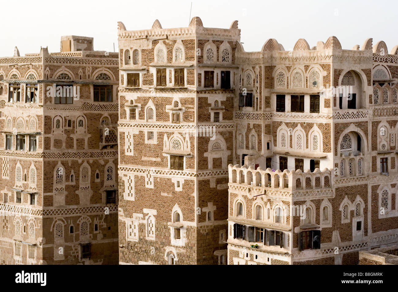 multi-story mud houses in sana'a yemen Stock Photo