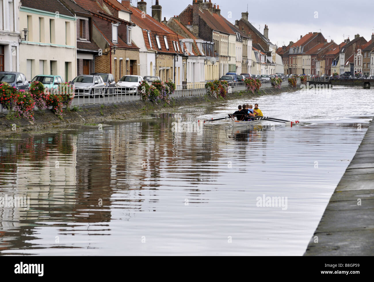 Rowing on the St Omer canal France Stock Photo - Alamy