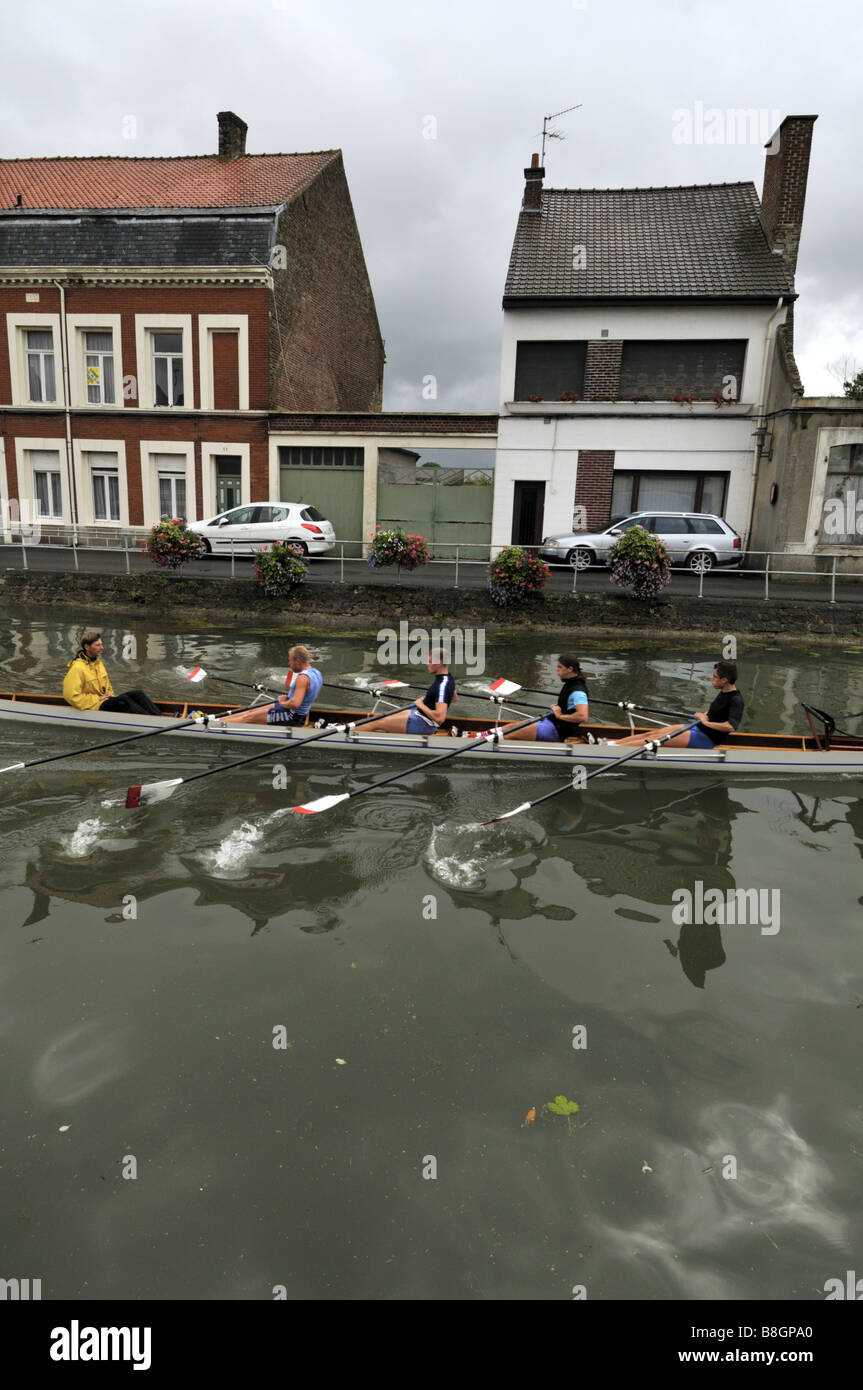 Rowing on the St Omer canal France Stock Photo - Alamy