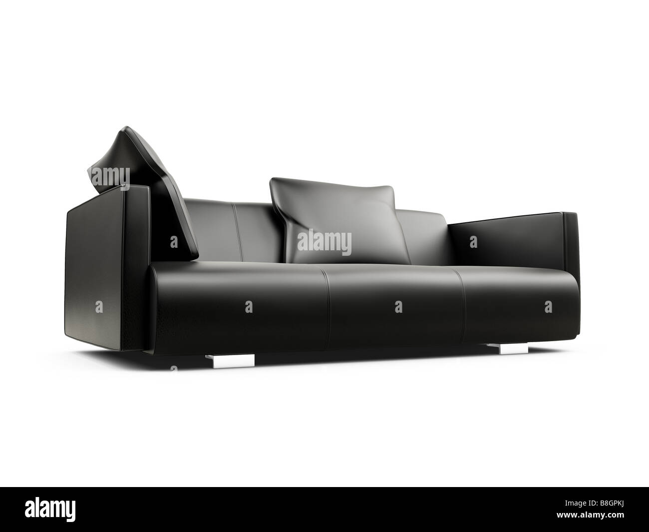 isolated black sofa on a white background Stock Photo - Alamy