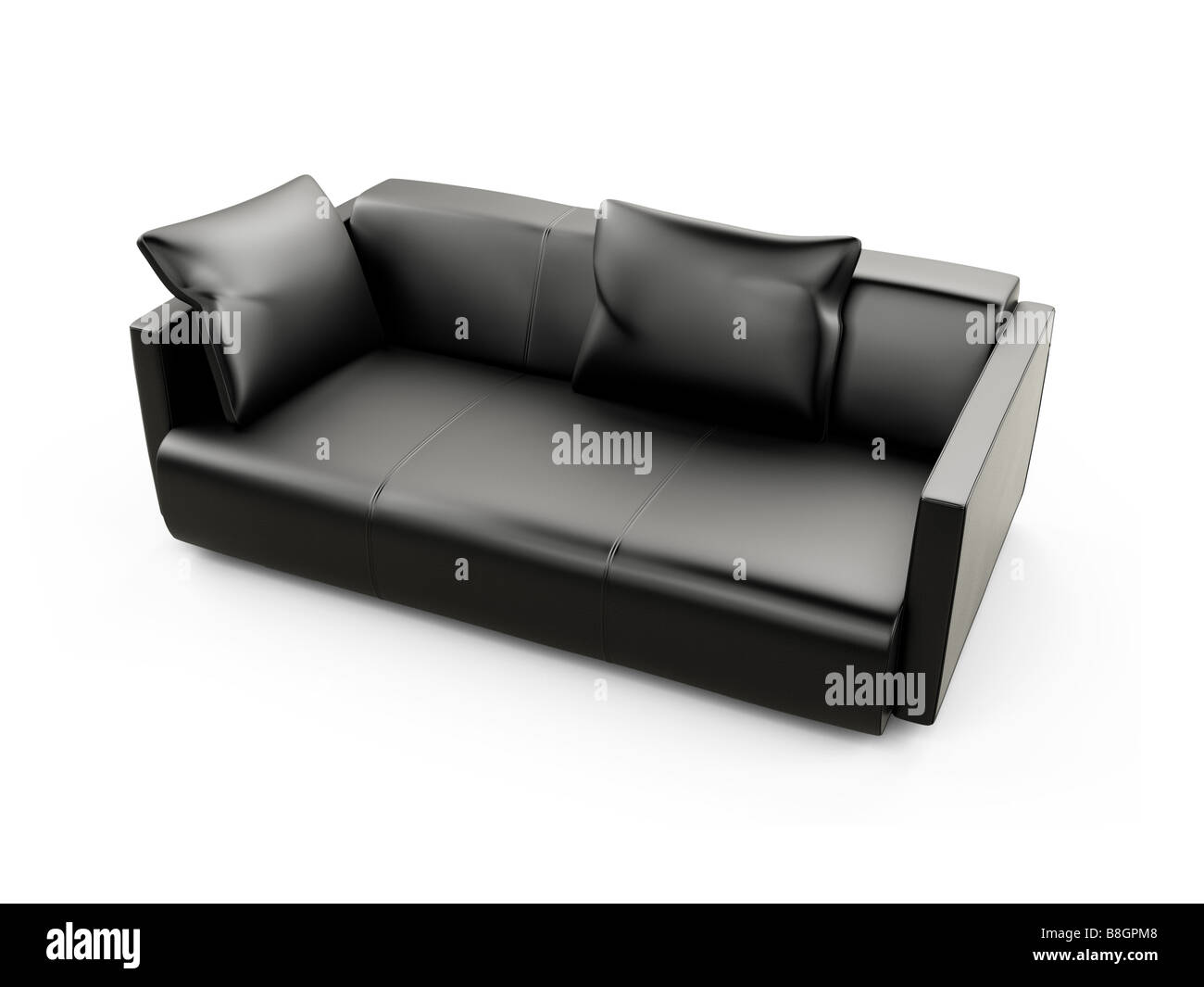 isolated black sofa on a white background Stock Photo - Alamy