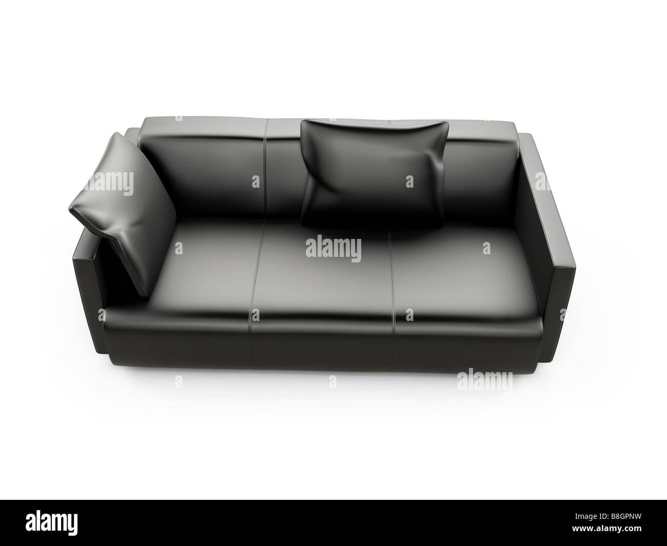 isolated black sofa on a white background Stock Photo - Alamy