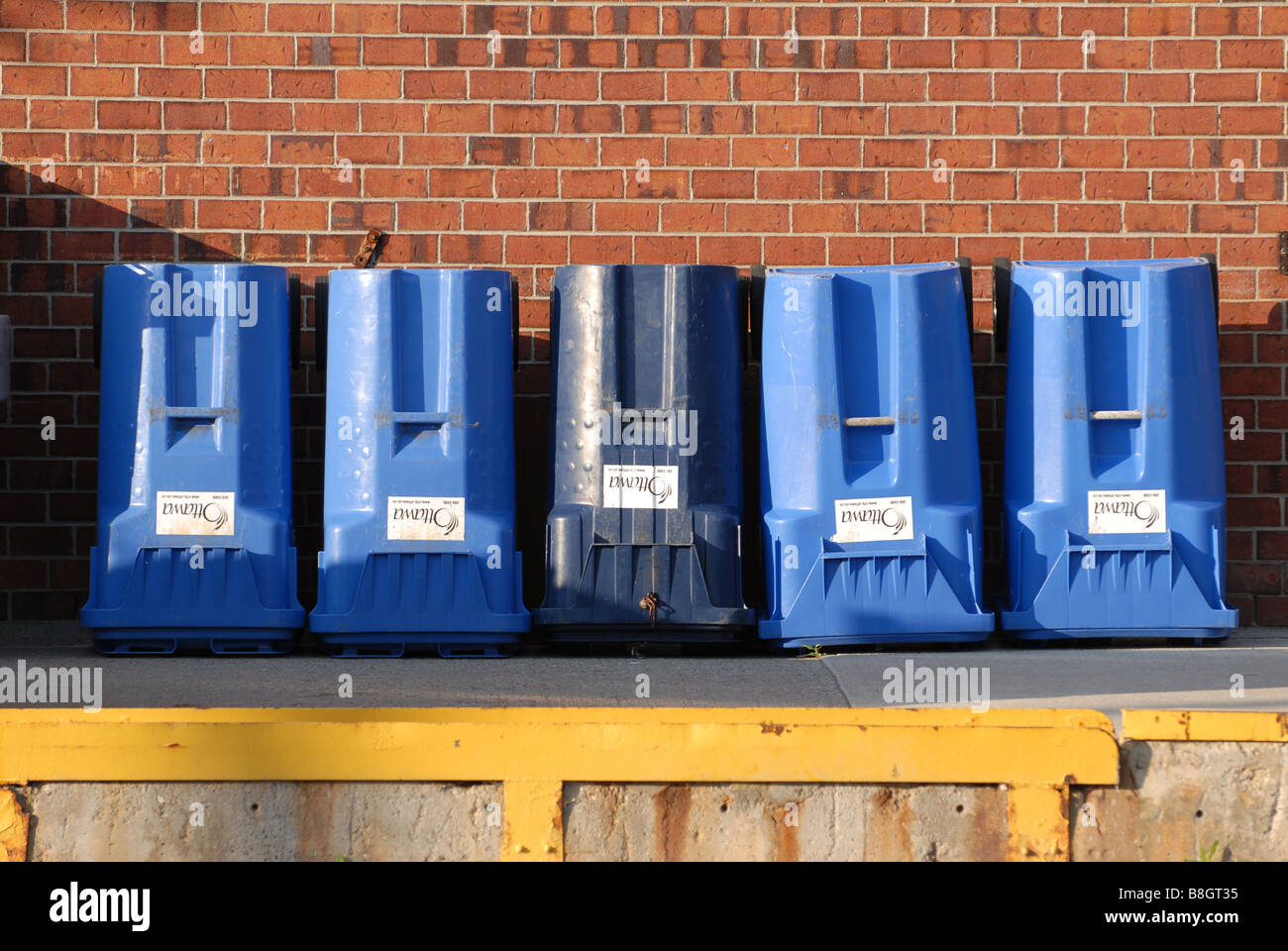 Overturned recycling bins in the city of Ottawa, Canada Stock Photo Alamy