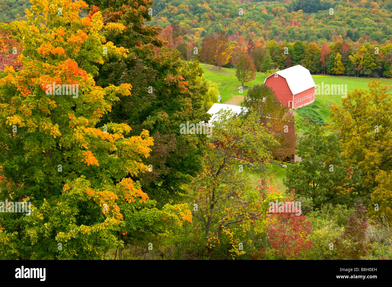 A small barn and farm in the Catskills, New York, USA, America Stock