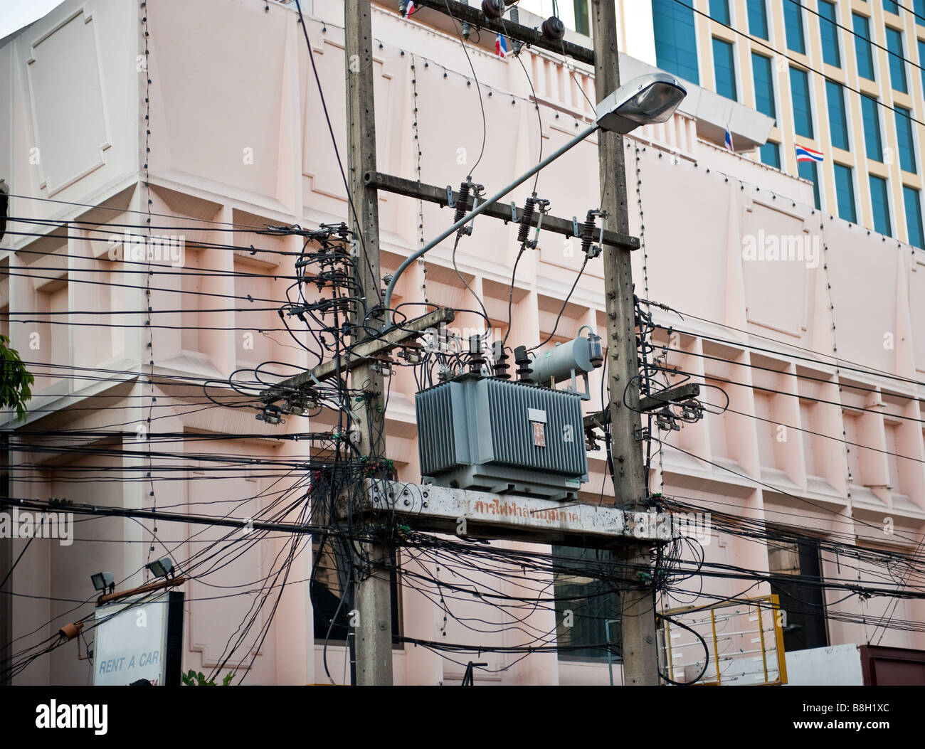 Thai chaotic electric distribution Stock Photo