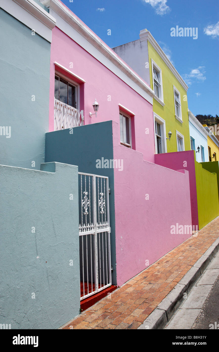 colourful painted houses along wale street bo-kaap cape town south africa Stock Photo