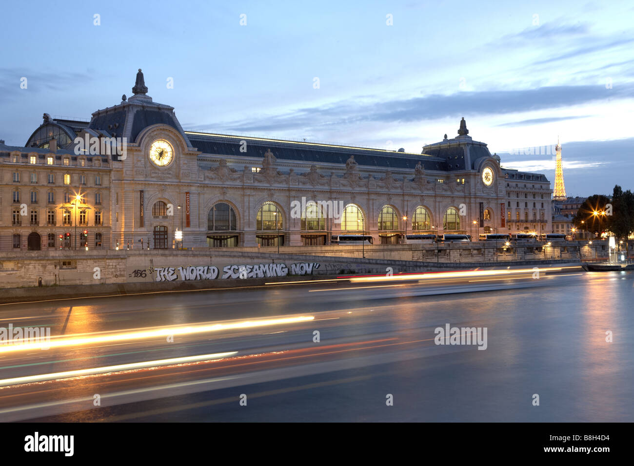 Musee d'Orsay in Paris at dusk. Stock Photo