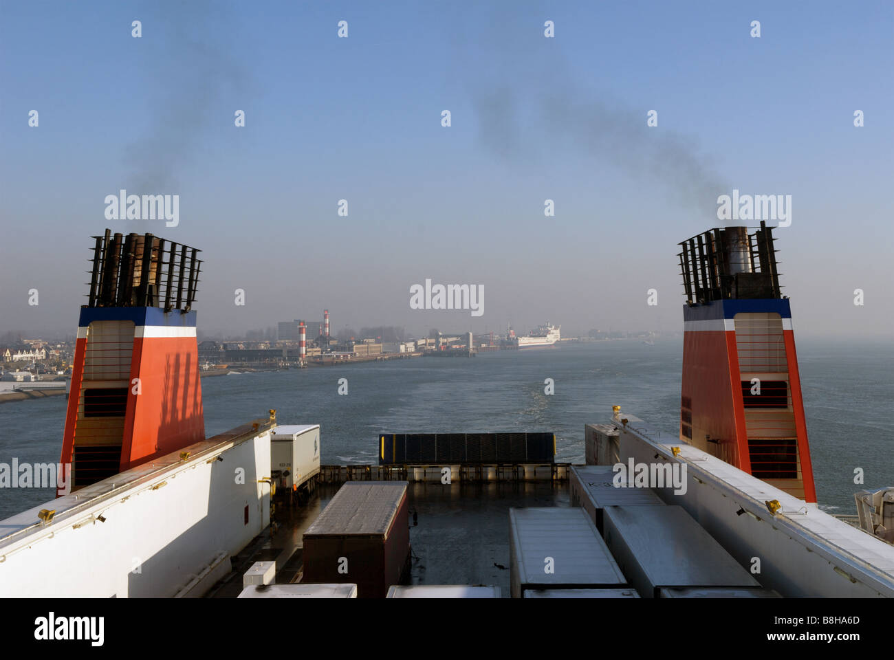 Stena Line cargo ferry leaving Hook of Holland, Netherlands Stock Photo