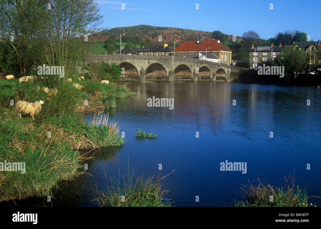 Farming centre and market town of Builth Wells on the River Wye, home to the Royal Welsh Show Stock Photo