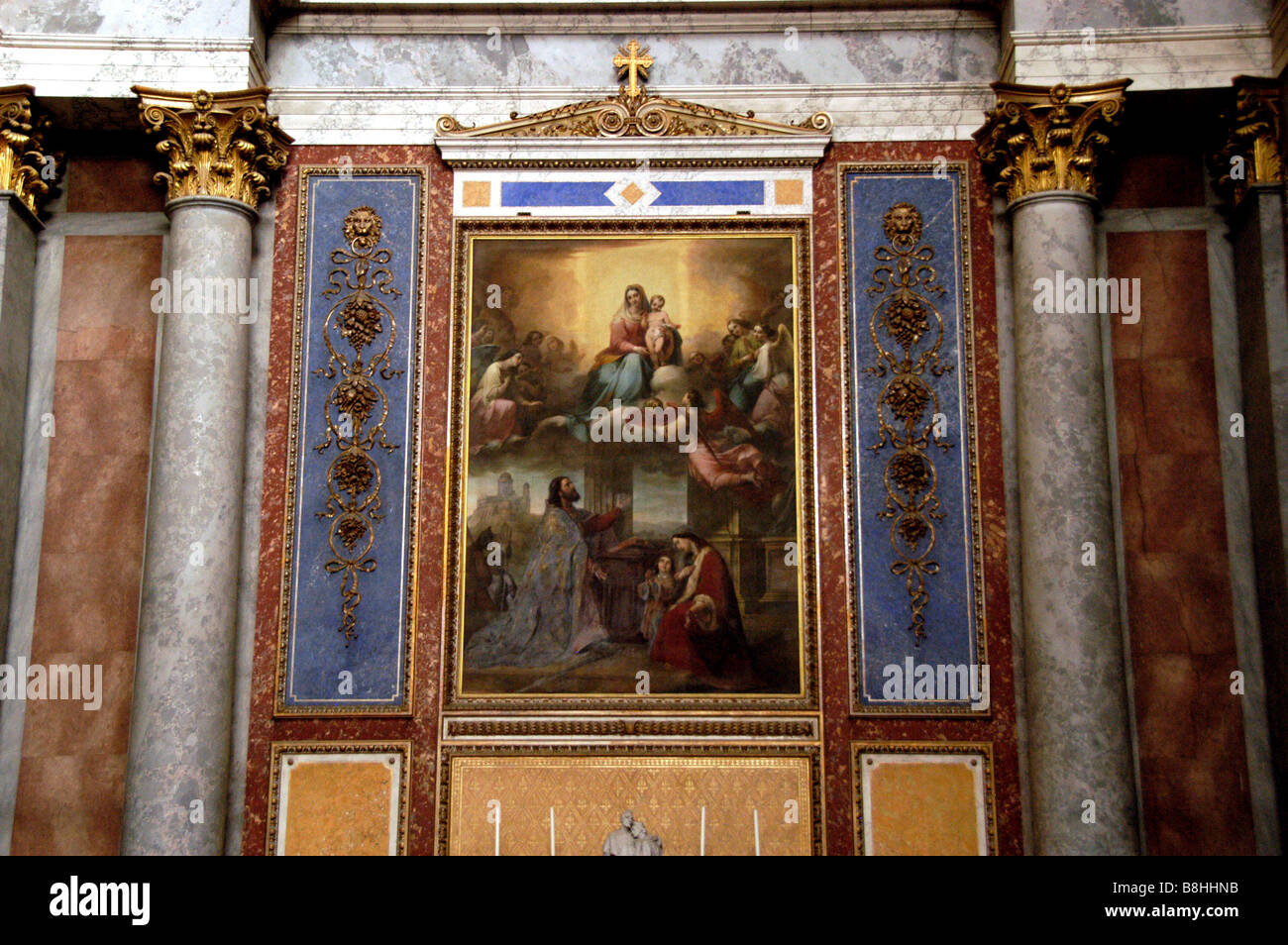 Hungary, Esztergom, The Primate's Basilica of the Blessed Virgin Mary taken into heaven and St Adalbert, mural behind the altar Stock Photo
