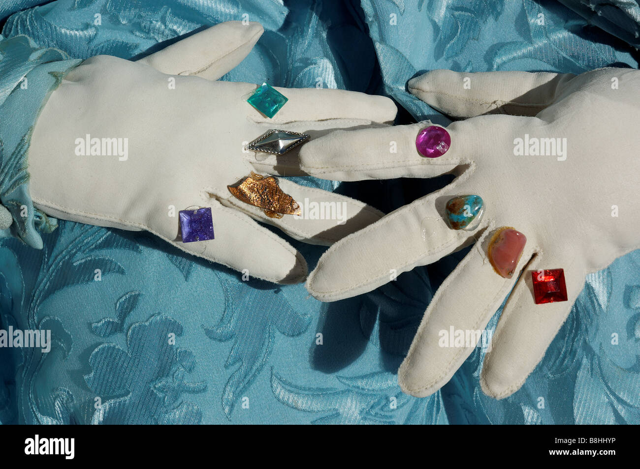 Ringed fingers on a scarecrow Stock Photo