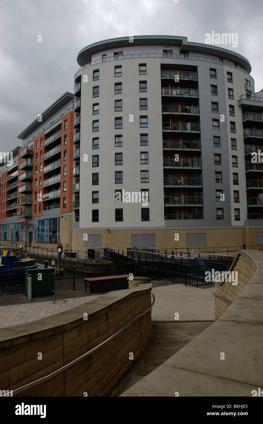 New flats, apartments, shops, Clarence Dock, Leeds, Yorkshire, England