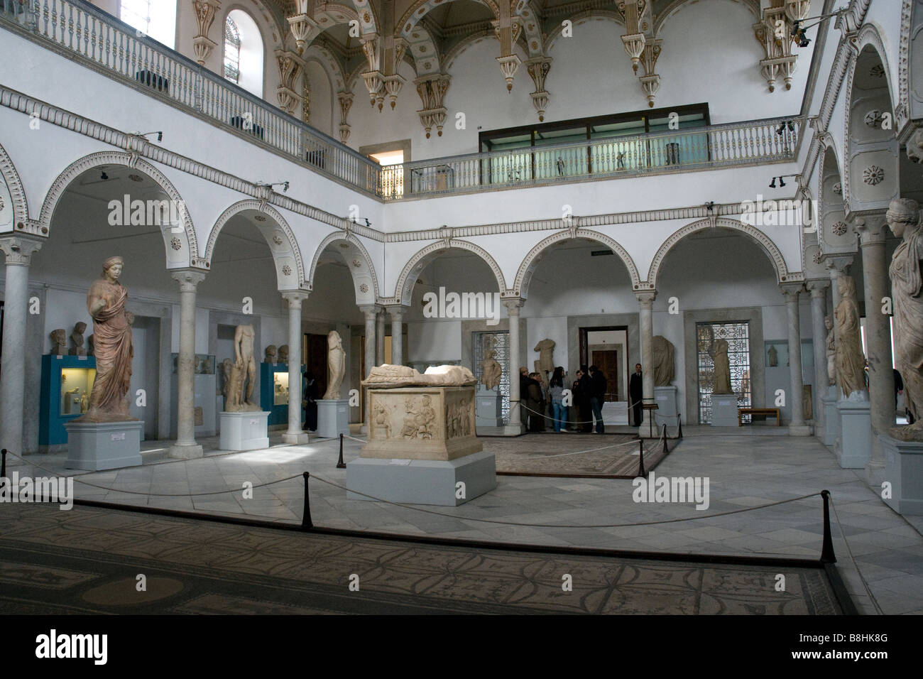 An impressive hall in Tunisia's Bardo museum, once a palace now renowned above all for its immense collection of Roman mosaics Stock Photo