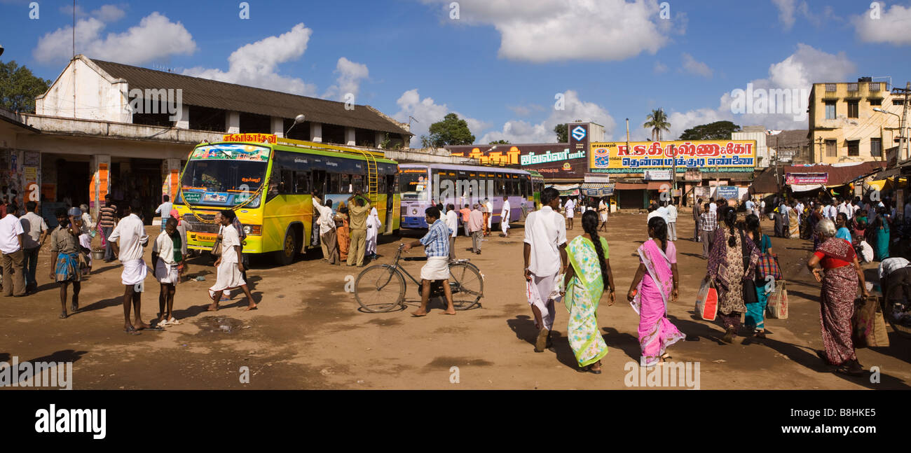 India Tamil Nadu Mayiladuthurai Bus Stand passengers boarding local
