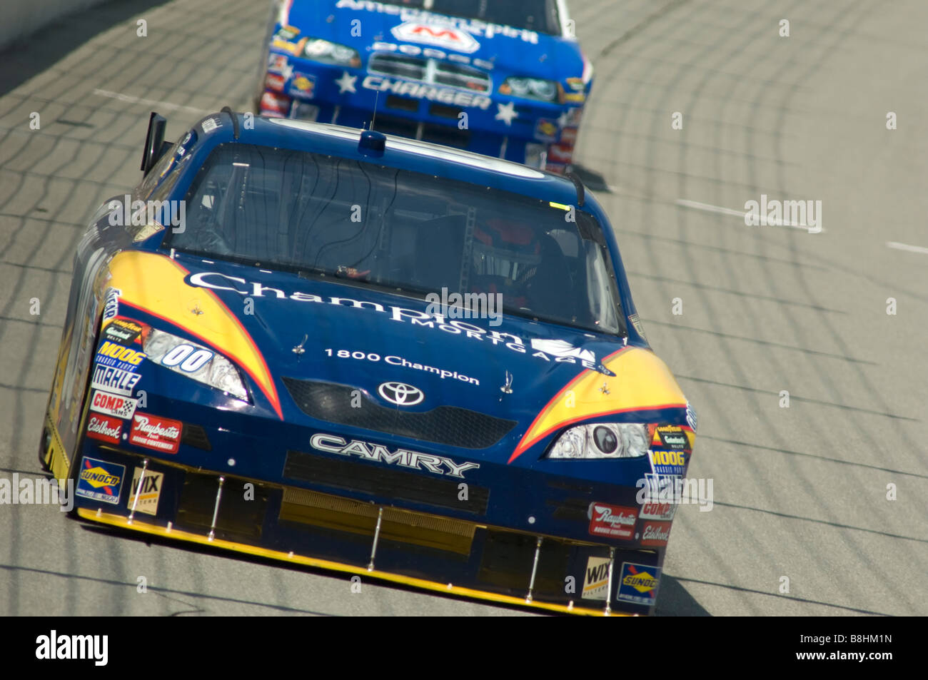 Michael McDowell races the Champion Mortgage Toyota Camry at the LifeLock 400 race at Michigan International Speedway, 2008. Stock Photo