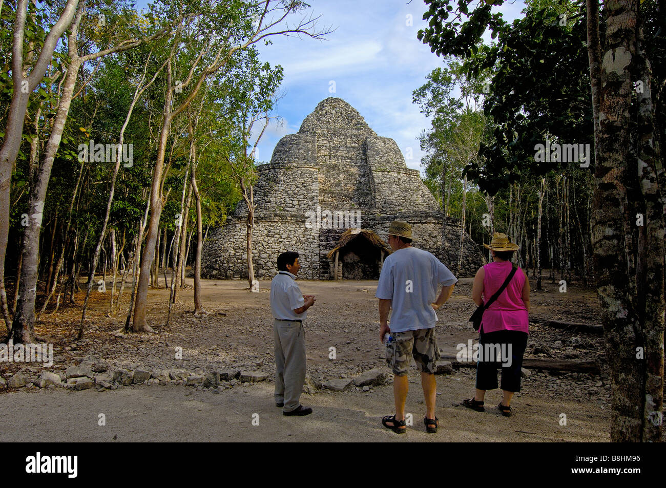Small PYramid at Mayan ruins of Coba Caribe Quintana Roo state Mayan Riviera Yucatan Peninsula Mexico Stock Photo