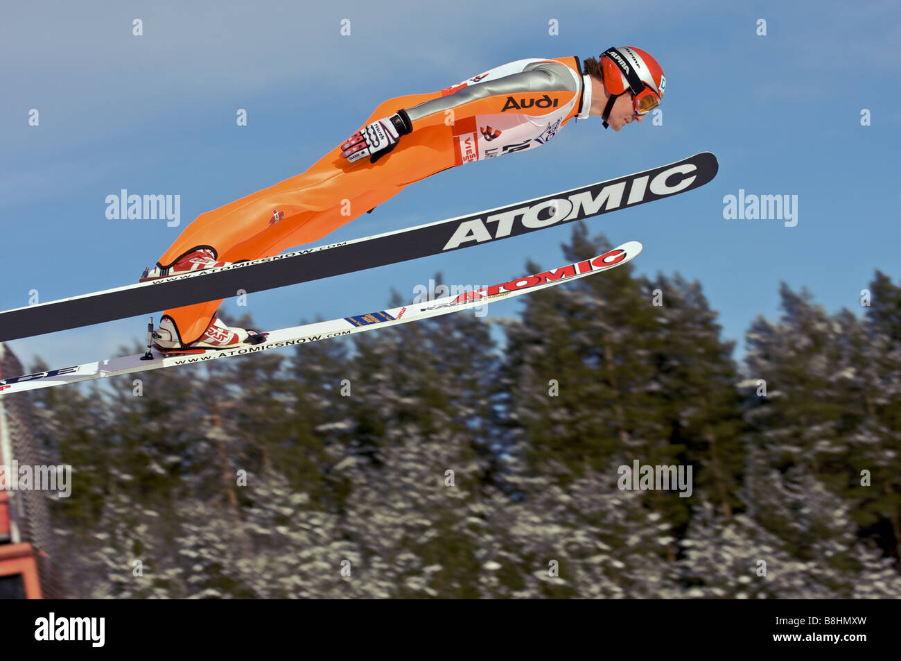 Georg HETTICH(GER) FIS World Cup Nordic Combined Ski jumping Lahti Finland 2008 Stock Photo