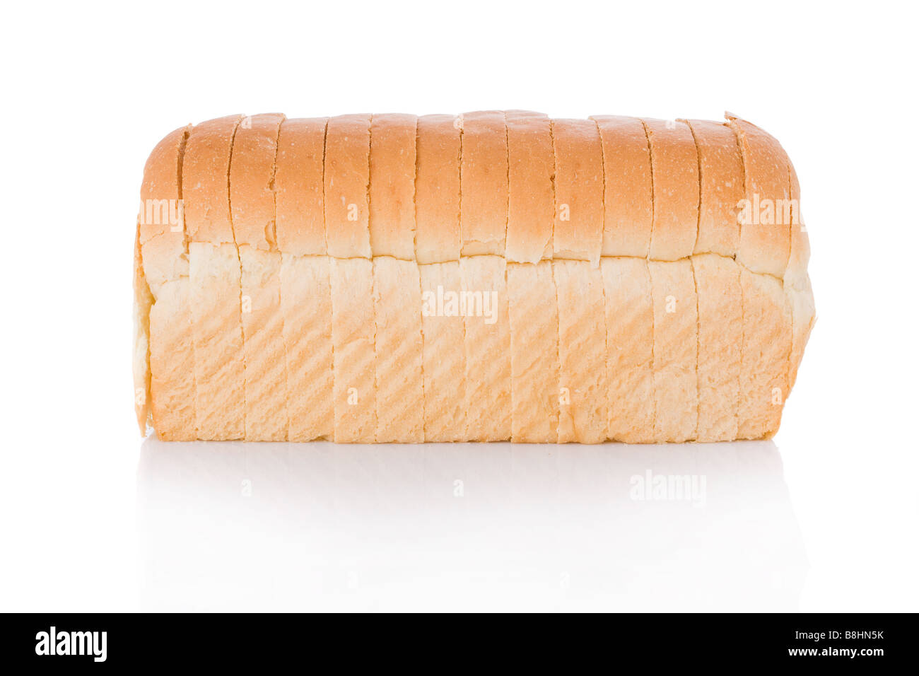 Sliced loaf of bread isolated on white background Stock Photo