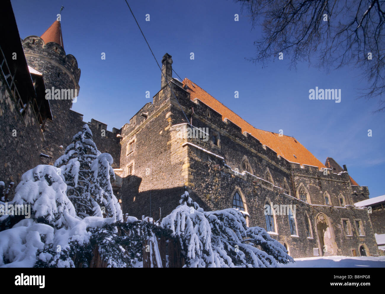 Medieval castle in Grodziec in winter Lower Silesia region Poland Stock Photo