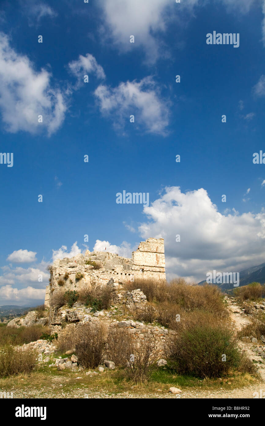 The ancient fortress of Kanli Agi on Acropolis Hill in Tlos Turkey Stock Photo