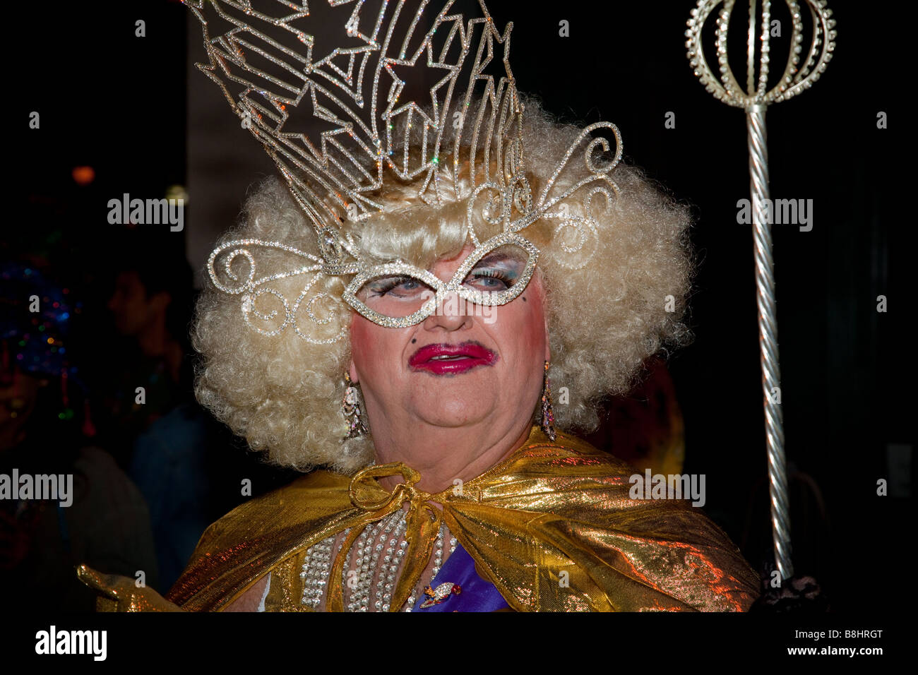 Mardi Gras Person Dressed In Flamboyant Costume And Wig Stock Photo Alamy