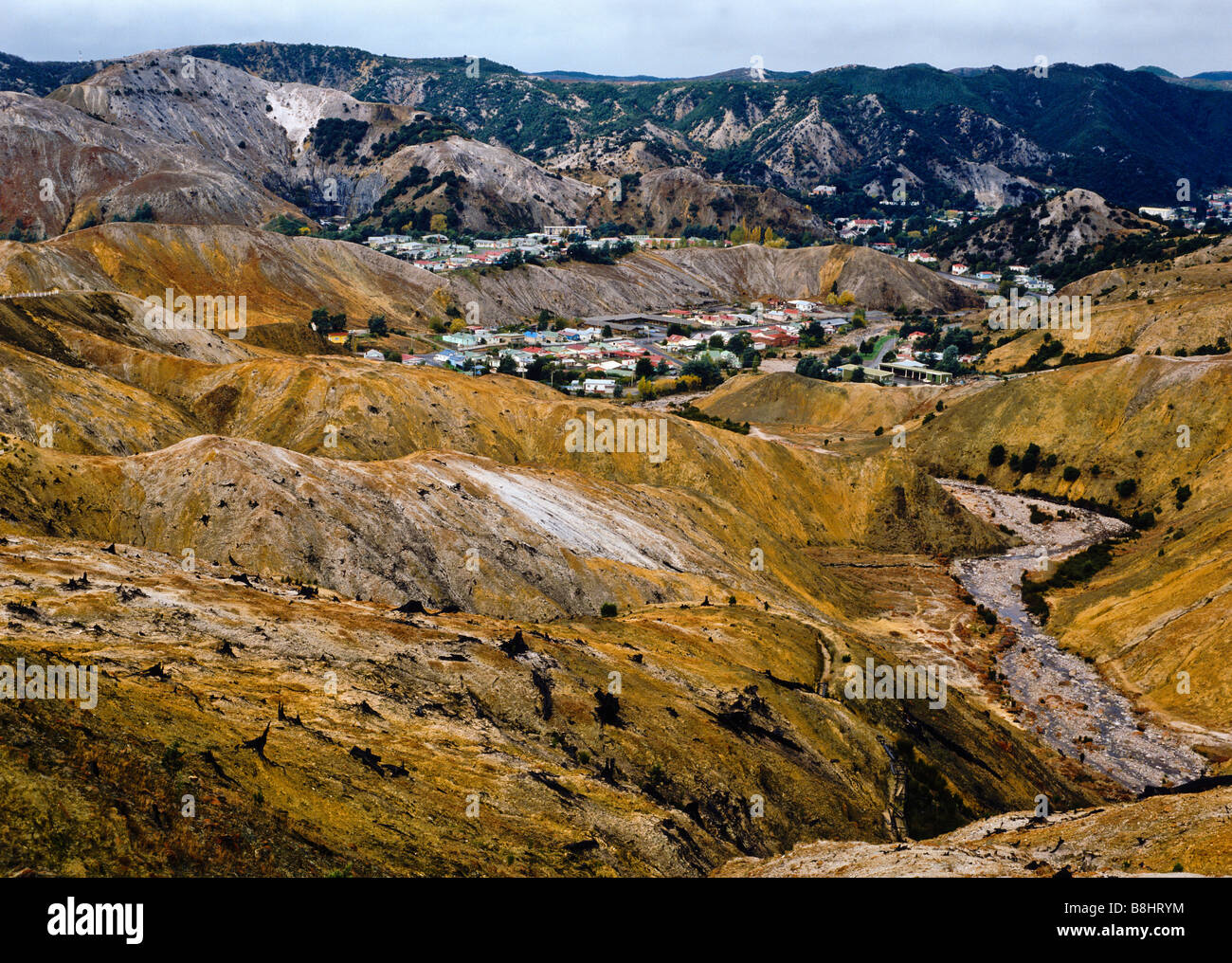 acidrain eroded hills, Queenstown, Tasmania Stock Photo Alamy
