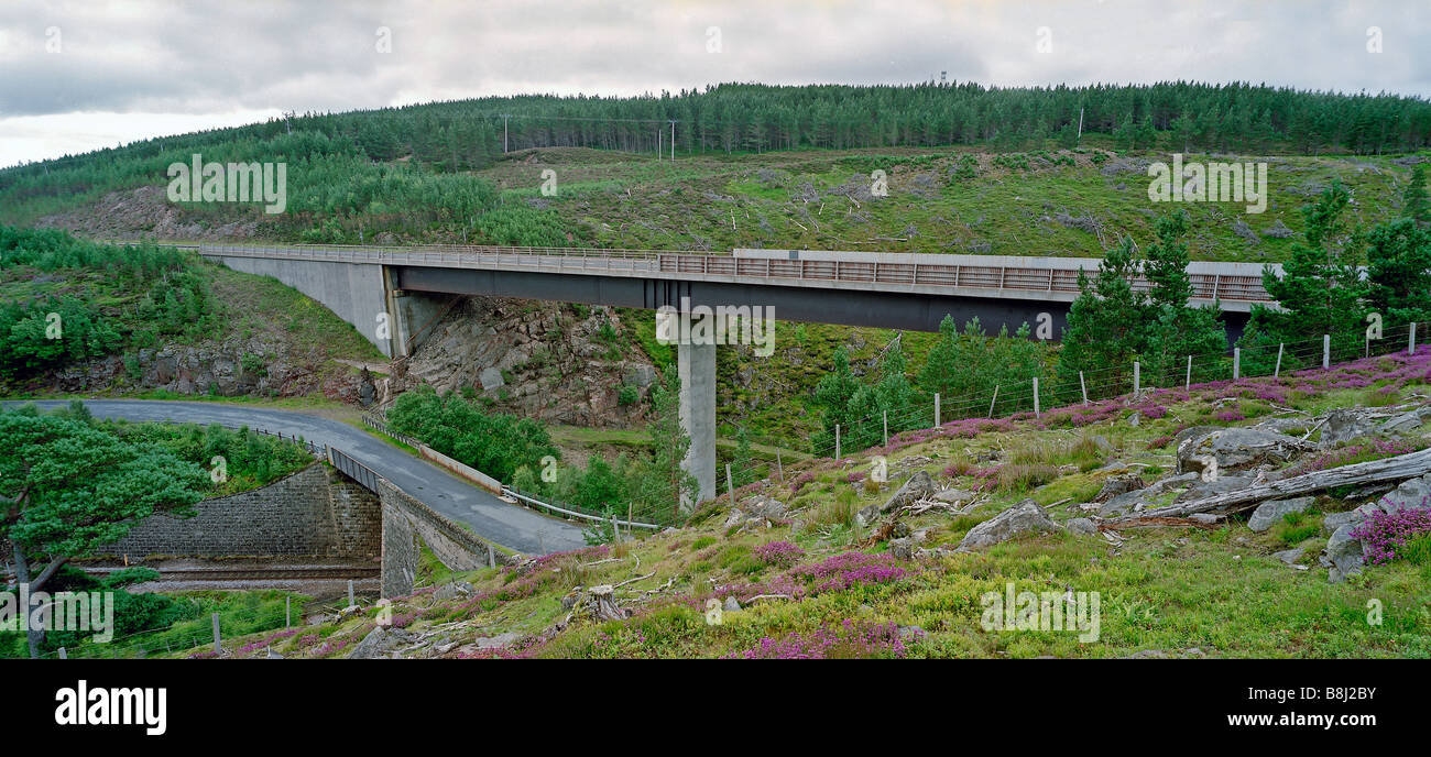 Slochd Beag Road Bridge built with corrosion resistant weathered steel having considerable economic and environmental advantages Stock Photo