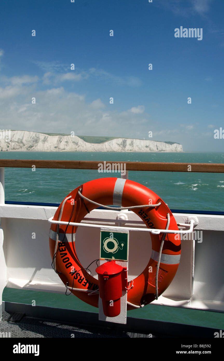 Ferry leaving the port of Dover with white cliffs in background Kent UK ...