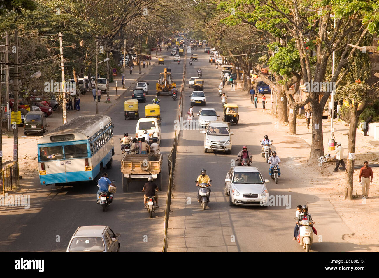 Traffic in Bangalore, India. During rush hour, the traffic in Bangalore soon congests the city's roads. Stock Photo